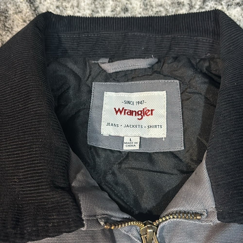 Wrangler Men's Workwear Jacket Quilted Lining Corduroy Collar GREY,Size S/M/L/XL - Picture 6 of 10